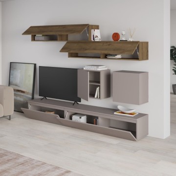 Tortora und Walnuss Wand System Licia 250x40x186H