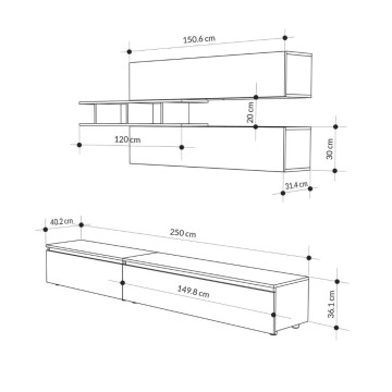 Lagerwand aus Beton und Anthrazit 250x40x206H