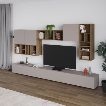 Aufbewahrungswand Big 300x32.5x192H in Nussbaum taubenfarbig