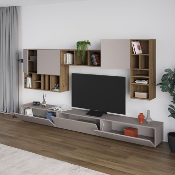 Aufbewahrungswand Big 300x32.5x192H in Nussbaum taubenfarbig