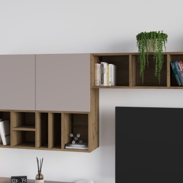 Nussbaum taubenfarbige Lagerwand Big 300x32.5x192H