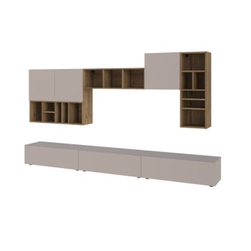Nussbaum taubenfarbige Lagerwand Big 300x32.5x192H