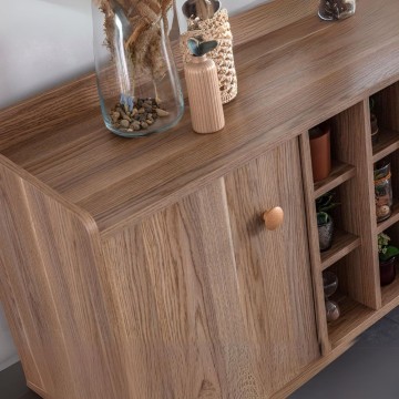 Sideboard 2 Türen und 3 Schubladen mit offenen Fächern Honig Eiche Dolce 206x45x85H