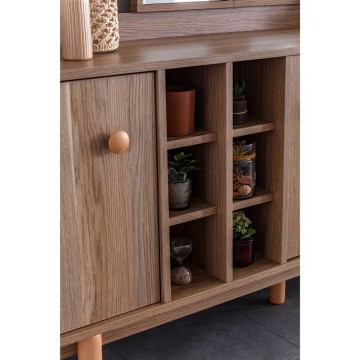 Sideboard 2 Türen und 3 Schubladen mit offenen Fächern Eiche Honig Dolce 206x45x85H