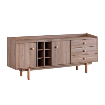 Sideboard 2 Türen und 3 Schubladen mit offenen Fächern Eiche Honig Dolce 206x45x85H