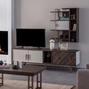 TV-Ständer mit 4 Türen Mozambik spachtelfarbig Merlin 195x47,6x60H
