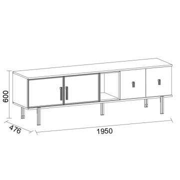 TV-Ständer mit 4 Türen Mozambik spachtelfarbig Merlin 195x47,6x60H