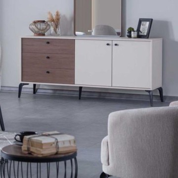 Sideboard 2 Türen und 3 Schubladen Piedra Farbe beige und kaplan 173.3x45x79H