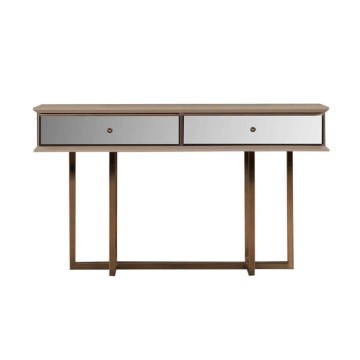 Kommode Eliza Gold Beine und 2 Schubladen Vizon Creme Finish 140,5x45,5x80,3H
