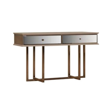 Kommode Eliza Gold Beine und 2 Schubladen Vizon Creme Finish 140,5x45,5x80,3H