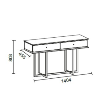 Kommode Eliza Gold Beine und 2 Schubladen Vizon Creme Finish 140,5x45,5x80,3H