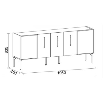 Vega Anrichte 5 Türen beige und kaplan 195x45x83.5H