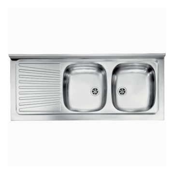 120x50 Aufsatzspüle mit 2 Becken und linker Abtropffläche Mondial inox