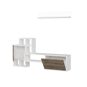Nussbaum und weiße Abstellwand 160 cm - Rinaldo