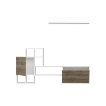 Nussbaum und weiße Abstellwand 160 cm - Rinaldo