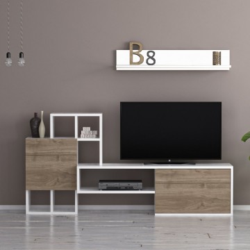 Nussbaum und weiße Abstellwand 160 cm - Rinaldo