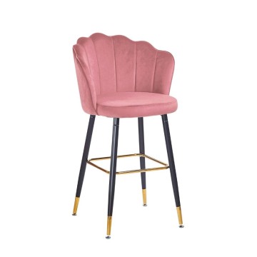 Estro rosa Samt Hocker mit goldenen Endstücken