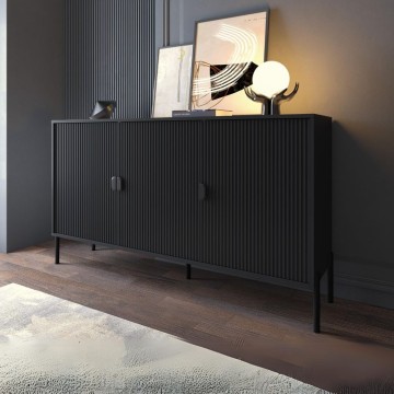 3-türiges Sideboard mit mattschwarz lackierten Fronten 153.5x49x87.4H