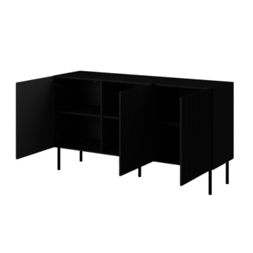 3-türiges Sideboard mit mattschwarz lackierten Fronten 153.5x49x87.4H