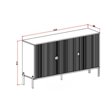 3-türiges Sideboard mit mattschwarz lackierten Fronten 153.5x49x87.4H