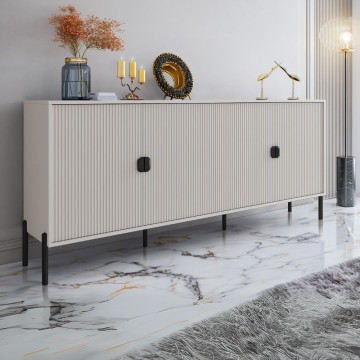 4-türiges Sideboard mit matt kaschmirfarbener Front 203.4x49x87.4H