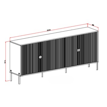 4-türiges Sideboard mit matt kaschmirfarbener Front 203.4x49x87.4H