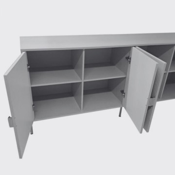 4-türiges Sideboard mit matt kaschmirfarbener Front 203.4x49x87.4H