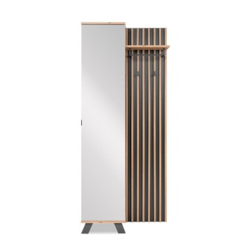 Eingangsschrank mit Rippenfront und Vollspiegeltür Medan42A Eiche anthrazit 80x37x190H