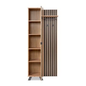 Eingangsschrank mit Rippenfront und Vollspiegeltür Medan42A Eiche anthrazit 80x37x190H