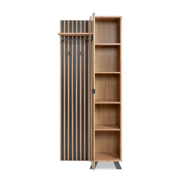 Eingangsschrank mit Rippenfront und Vollspiegeltür Medan42A Eiche anthrazit 80x37x190H