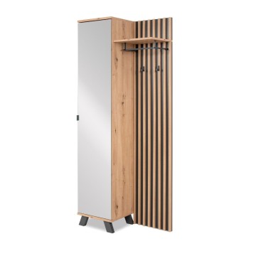 Eingangsschrank mit Rippenfront und Vollspiegeltür Medan42A Eiche anthrazit 80x37x190H