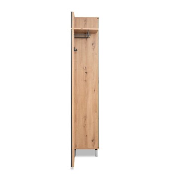 Eingangsschrank mit Rippenfront und Vollspiegeltür Medan42A Eiche anthrazit 80x37x190H