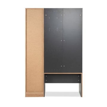 Eingangsschrank mit gerippter Front und Spiegel Medan42B Farbe Eiche Anthrazit 122x37x190H