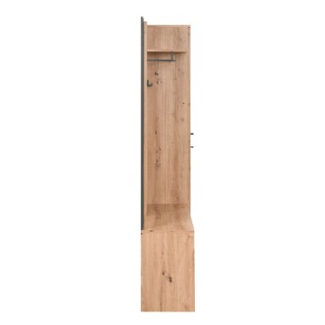 Eingangsschrank mit gerippter Front und Spiegel Medan42B Farbe Eiche Anthrazit 122x37x190H