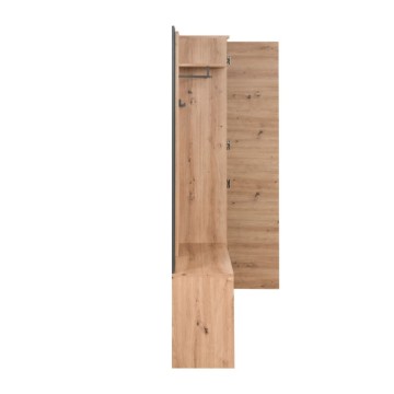 Eingangsschrank mit gerippter Front und Spiegel Medan42B Farbe Eiche Anthrazit 122x37x190H