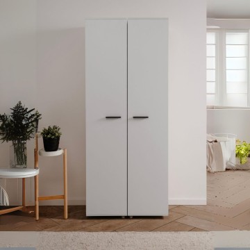 Schuhschrank weiß 2 Türen mit Fächern Lugo02A 74x34x181