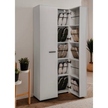 Schuhschrank weiß 2 Türen mit Fächern Lugo02A 74x34x181