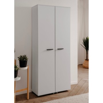 Schuhschrank weiß 2 Türen mit Fächern Lugo02A 74x34x181