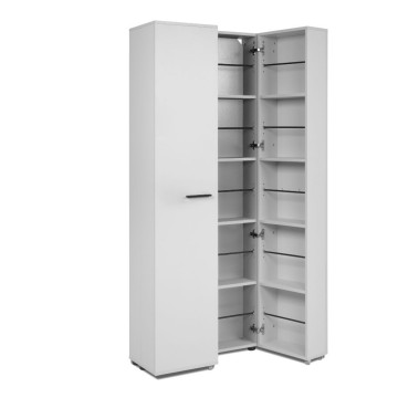 Schuhschrank weiß 2 Türen mit Fächern Lugo02A 74x34x181
