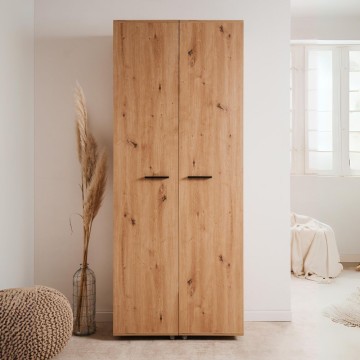 Schuhschrank Eiche 2 Türen mit Fächern Lugo02A 74x34x181