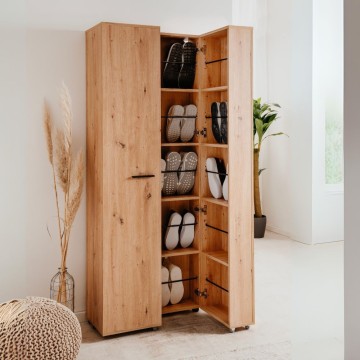Schuhschrank Eiche 2 Türen mit Fächern Lugo02A 74x34x181