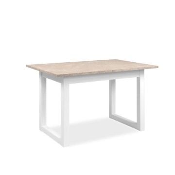 Ausziehbarer rechteckiger Tisch Houston80B sand und weiß 120x80x75H