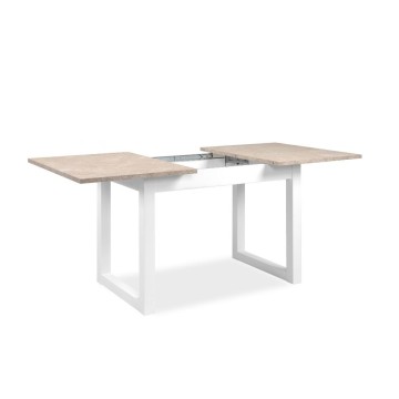 Ausziehbarer rechteckiger Tisch Houston80B sand und weiß 120x80x75H