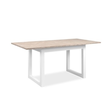 Ausziehbarer rechteckiger Tisch Houston80B sand und weiß 120x80x75H