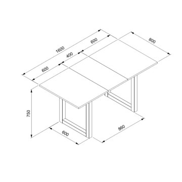 Ausziehbarer rechteckiger Tisch Houston80B sand und weiß 120x80x75H