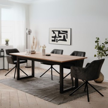Ausziehtisch 200x90x75H Denver80C Farbe Eiche Anthrazit.