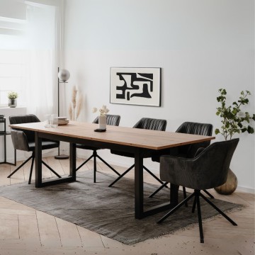 Ausziehtisch 200x90x75H Denver80C Farbe Eiche Anthrazit.