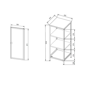 Milton01 40x40x101.1H Vitrine aus gehärtetem gerilltem Glas und mintgrünem Verbundstahl