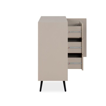 Sandfarbenes Sideboard mit schwarzen Details 2 Türen und 3 Schubladen Arona01B 135x38x90H