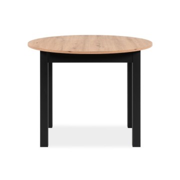 Ausziehbarer runder Tisch Eiche und schwarz Coburg100 100x100x76H